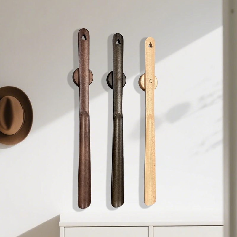 Smooth Beech Wood Long Handle Shoe Horn Premium Magnetic Base For Effortless Use Perfect For Shoes 4