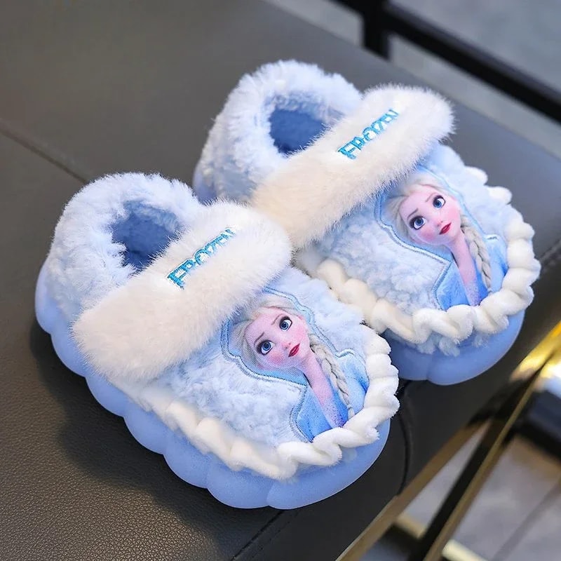 Elsa Slippers For Kids Frozen Animation Print NonSlip Warm Cotton Slippers Creative Cartoon Design 4