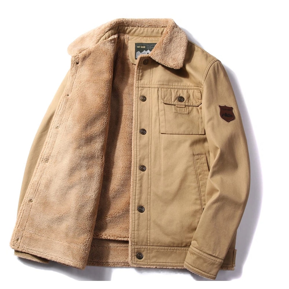 Mens Autumn And Winter Military Coat Thick Warm Retro Workwear Mens Lamb Wool Jacket Plus Size Wint 1