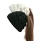 Women Winter Beanies Knitted, Girls Cap Twist Crochet Winter Hats, Female Pompom Beanie Ear Braid Ponytail Skullies Hat