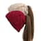 Women Winter Beanies Knitted, Girls Cap Twist Crochet Winter Hats, Female Pompom Beanie Ear Braid Ponytail Skullies Hat