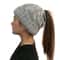 Women Winter Beanies Knitted, Girls Cap Twist Crochet Winter Hats, Female Pompom Beanie Ear Braid Ponytail Skullies Hat