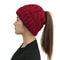 Women Winter Beanies Knitted, Girls Cap Twist Crochet Winter Hats, Female Pompom Beanie Ear Braid Ponytail Skullies Hat