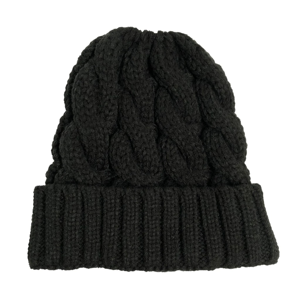 Women Winter Beanies Knitted, Girls Cap Twist Crochet Winter Hats, Female Pompom Beanie Ear Braid Ponytail Skullies Hat
