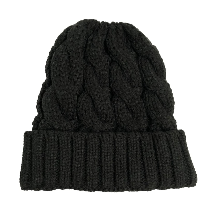 Women Winter Beanies Knitted, Girls Cap Twist Crochet Winter Hats, Female Pompom Beanie Ear Braid Ponytail Skullies Hat