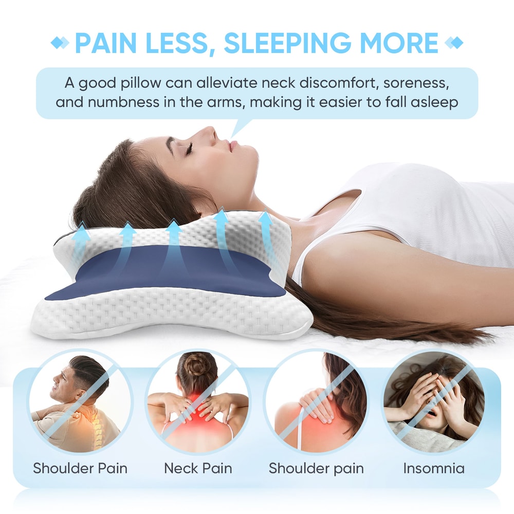Contour Memory Foam Cervical Pillow, Neck Pain Relief for Side, Back, Stomach Sleepers, Orthopedic Ergonomic Support