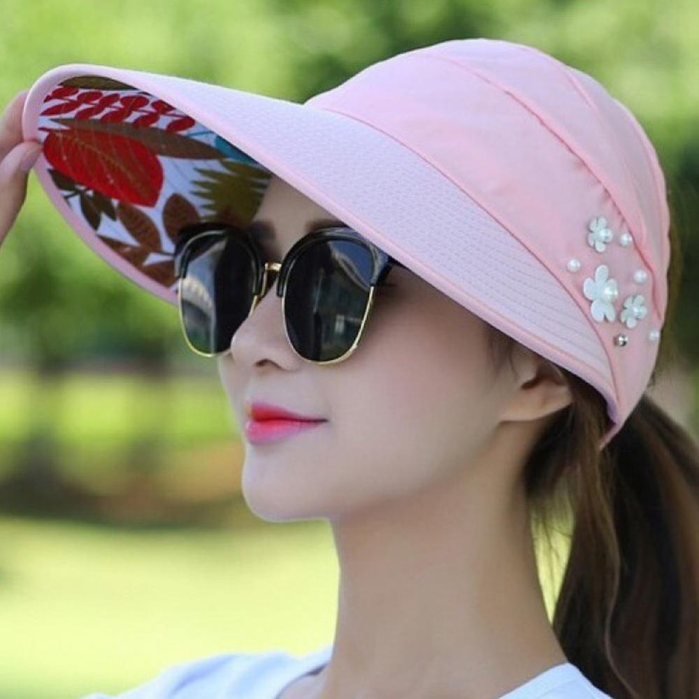 Ladies Fashion Summer Vacation Wide Brim Foldable Sun Hat AntiUV Beach Visor Caps Casual Hats For W 4