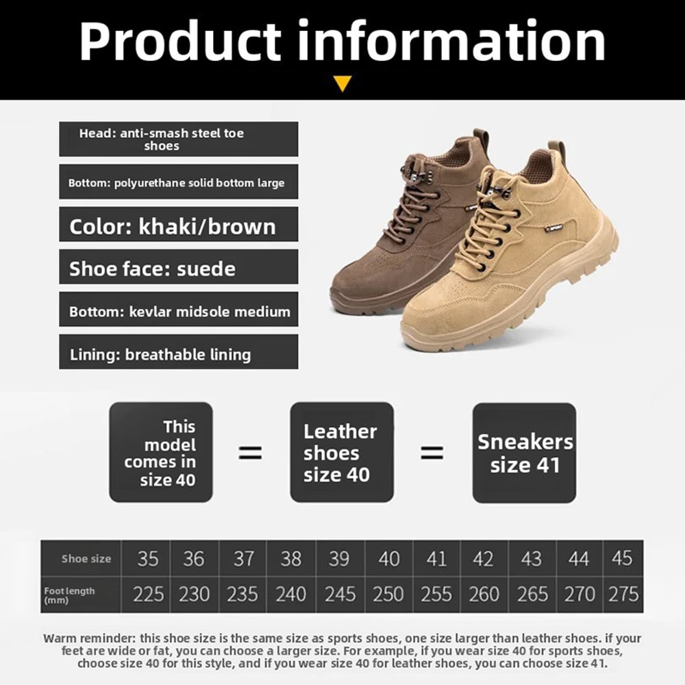 Oulylan Male Steel Toe Safety Shoes AntiSkid Outdoor Labor Footwear Breathable AntiPuncture Work Bo 4