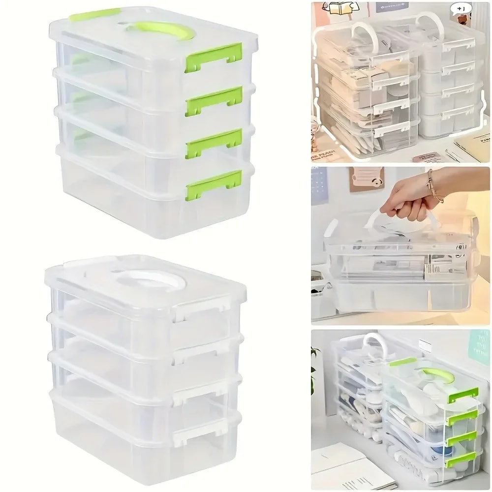Stackable Storage Casket Building Blocks Storage Box Transparent Tool Classification MoistureProof 4