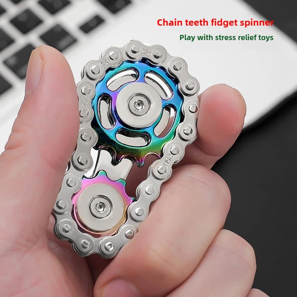 Stress Relief Metal Fidget Spinner Office Desk Toy For Adults CNC Machined Gears Relaxing Hand Spin 1