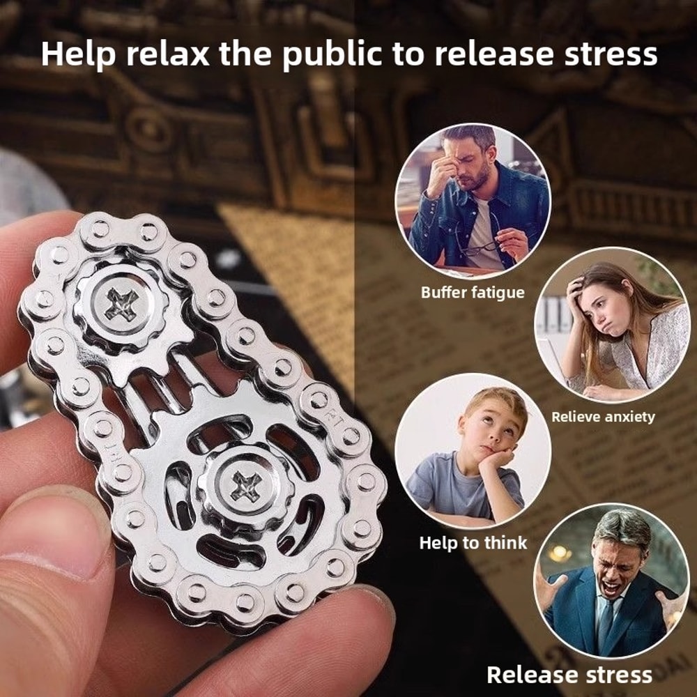 Stress Relief Metal Fidget Spinner Office Desk Toy For Adults CNC Machined Gears Relaxing Hand Spin 2
