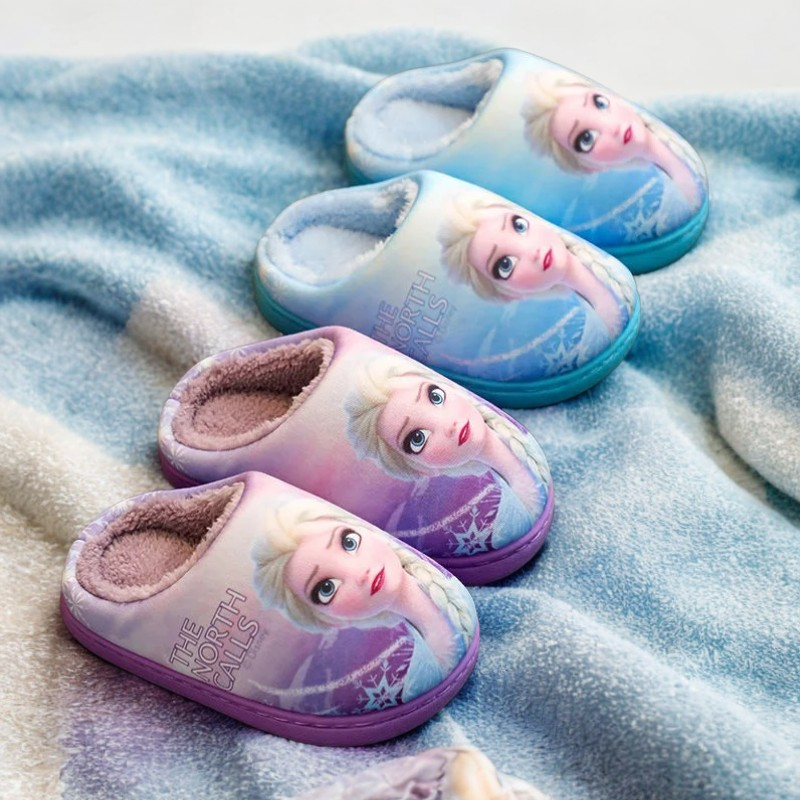 Fashionable Fall Winter Elsa Princess Baby Girls Cotton Shoes Cartoon Kids Cotton Slippers 1