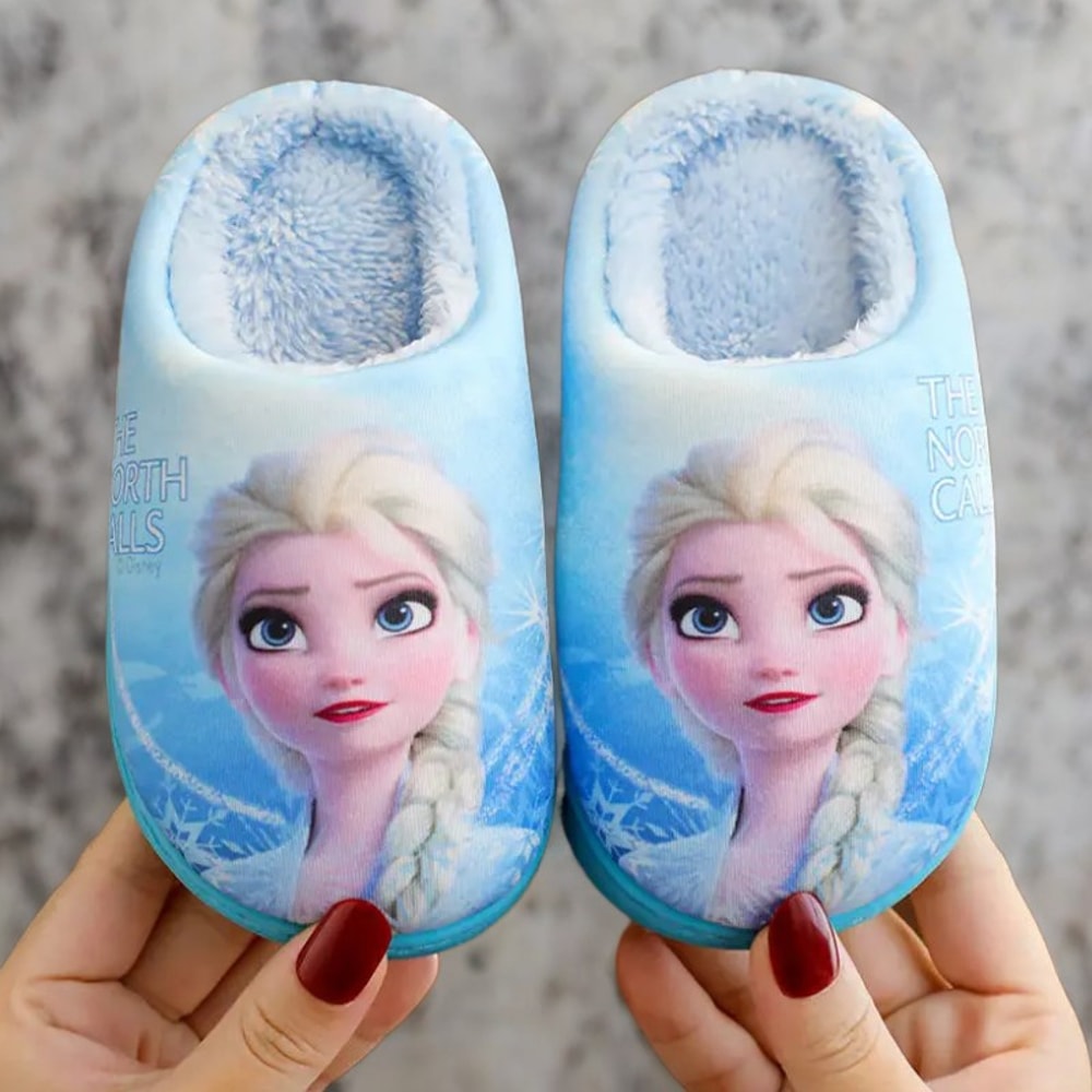 Fashionable Fall Winter Elsa Princess Baby Girls Cotton Shoes Cartoon Kids Cotton Slippers 3