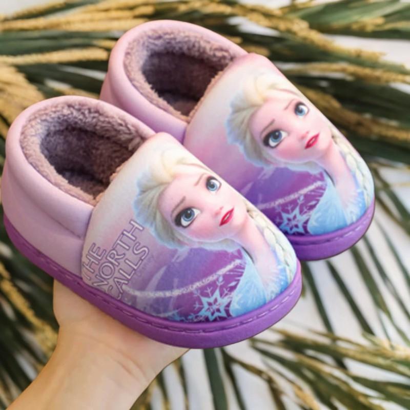 Fashionable Fall Winter Elsa Princess Baby Girls Cotton Shoes Cartoon Kids Cotton Slippers 6
