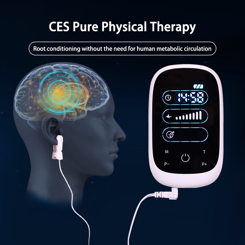Electronic Therapy CES Device Brain Stimulation With Ear Clip Electrode Sleep Aid For Insomnia Reli 1