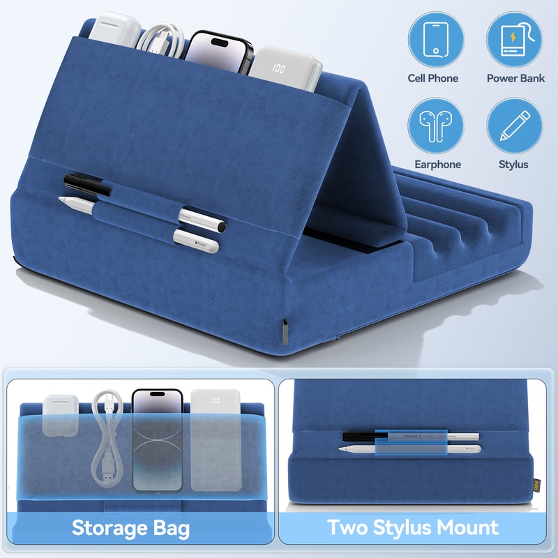 Foldable IPad Tablet Pillow Holder For Lap Desk Bed Soft Pad Dock With Pocket Stylus Mount For IPa 4