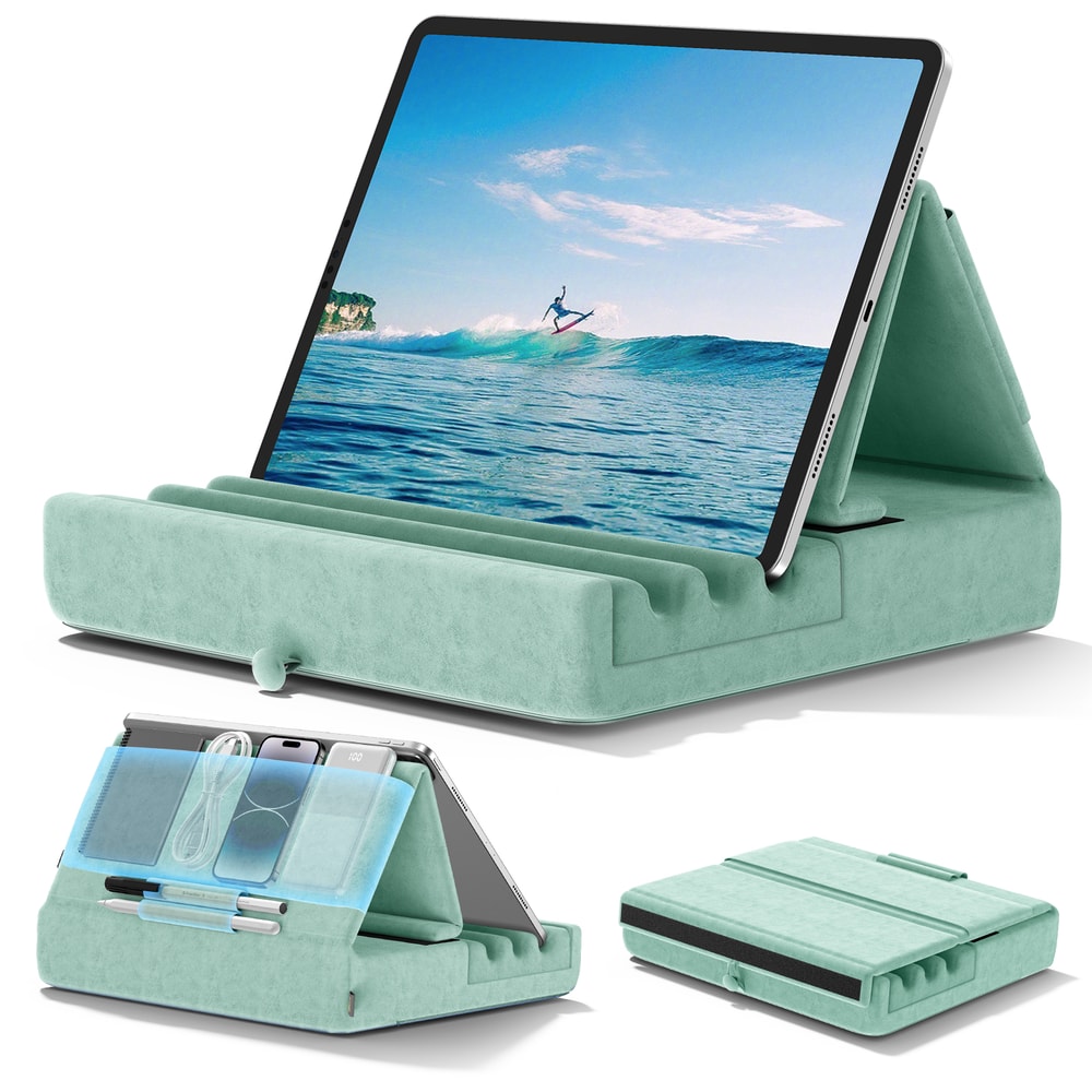 Foldable IPad Tablet Pillow Holder For Lap Desk Bed Soft Pad Dock With Pocket Stylus Mount For IPa 7
