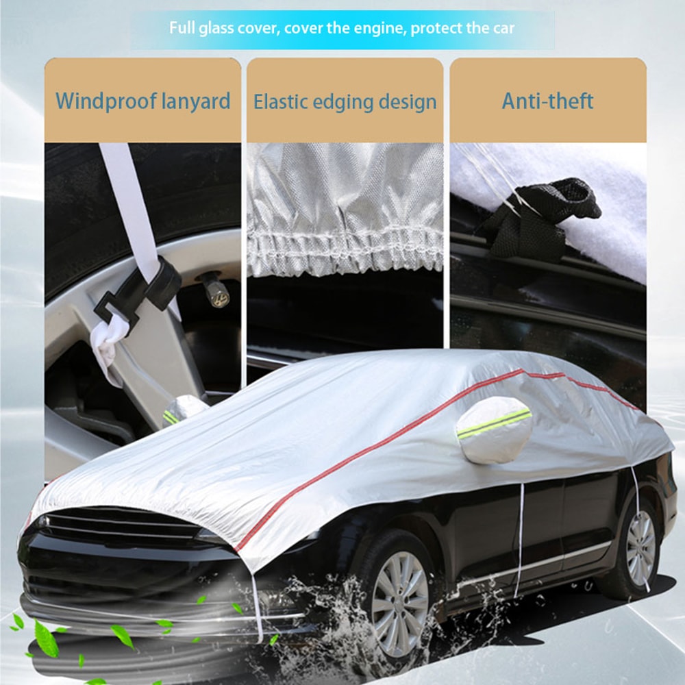 Waterproof Universal Half Car Cover Outdoor Oxford UV Sun Rain Protection Dustproof Snowproof Cover 1