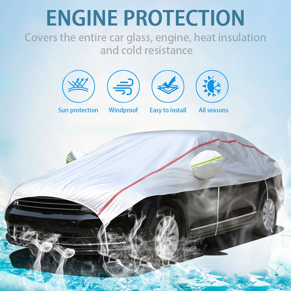 Waterproof Universal Half Car Cover Outdoor Oxford UV Sun Rain Protection Dustproof Snowproof Cover 5