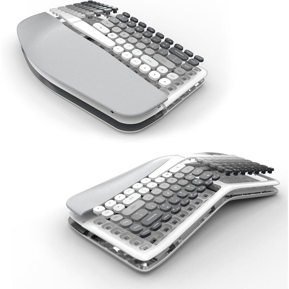 Wireless Ergonomic Split Keyboard Silent Mice Set With Wrist Rest Creamy Design For Laptop PC Windo 3