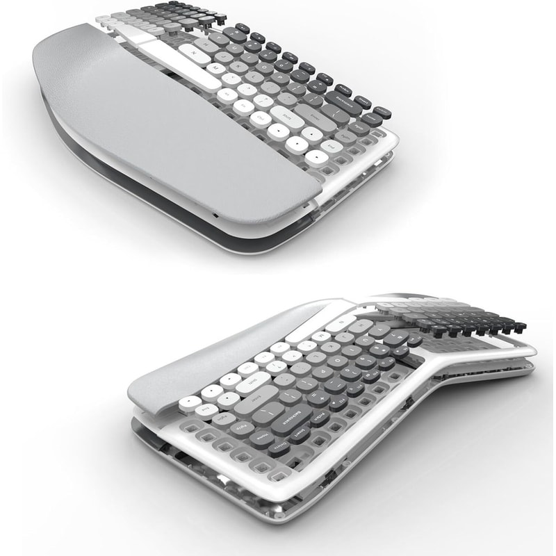 Wireless Ergonomic Split Keyboard Silent Mice Set With Wrist Rest Creamy Design For Laptop PC Windo 3