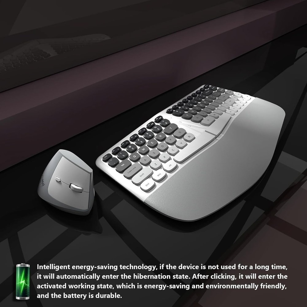 Wireless Ergonomic Split Keyboard Silent Mice Set With Wrist Rest Creamy Design For Laptop PC Windo 4