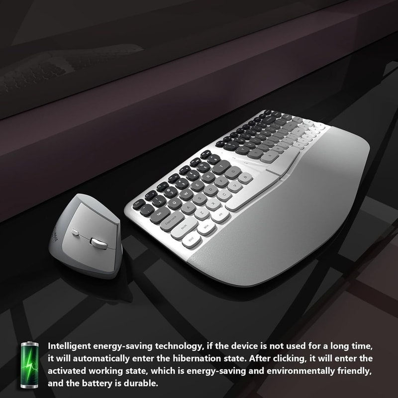 Wireless Ergonomic Split Keyboard Silent Mice Set With Wrist Rest Creamy Design For Laptop PC Windo 4