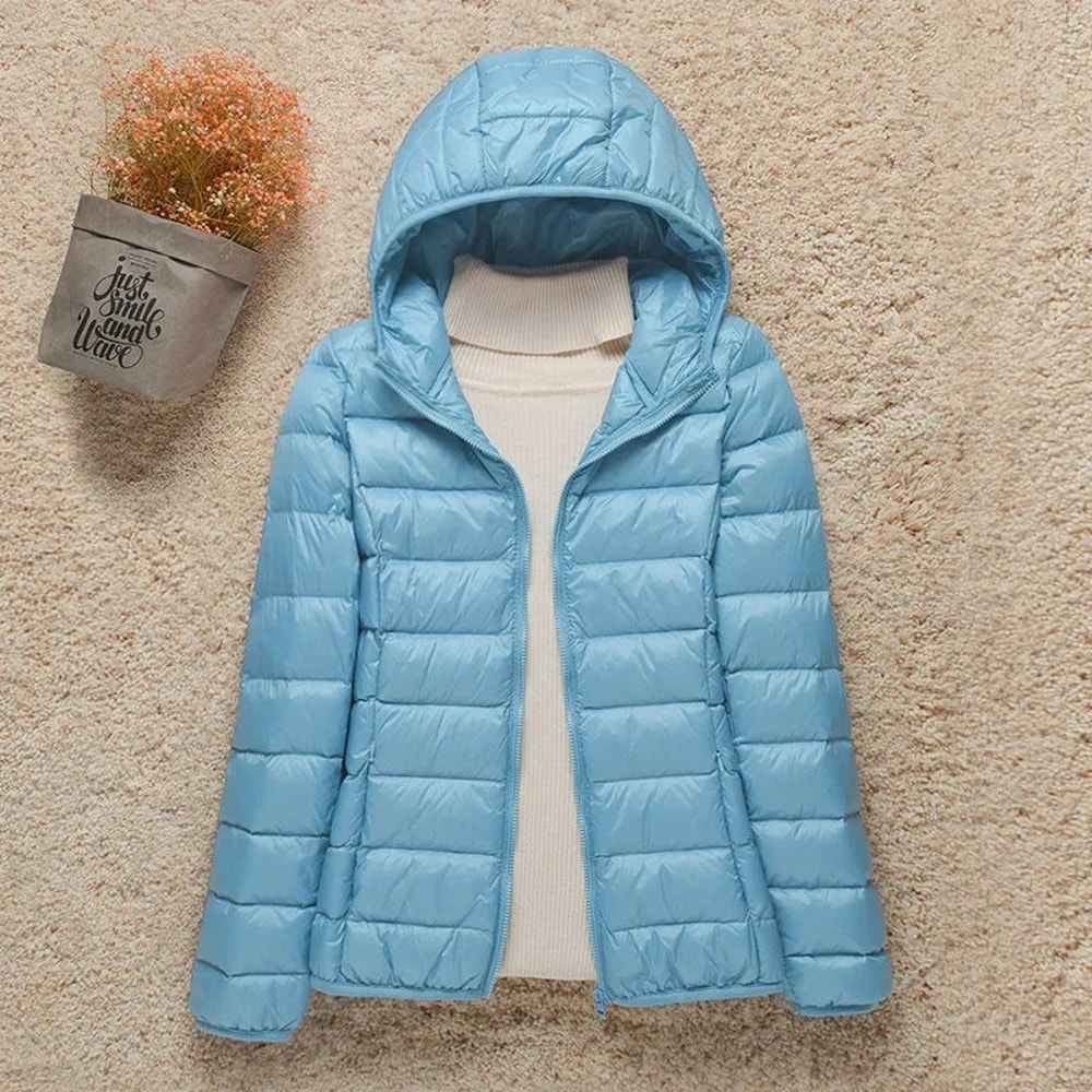 Lightweight Down Jacket Womens Short Hooded 2024 Autumn Winter Womens Clothing Down Coats New Slim 1
