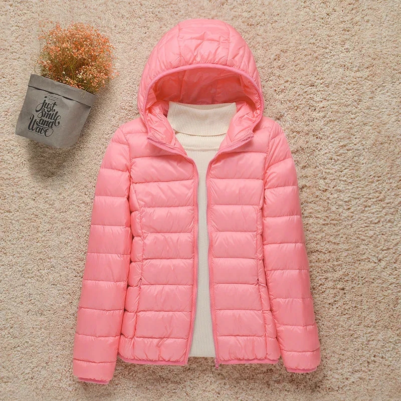 Lightweight Down Jacket Womens Short Hooded 2024 Autumn Winter Womens Clothing Down Coats New Slim 3