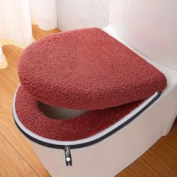 thickened double toilet seat cushion set, winter comfort, zipper handle, machine washable, universal home use toilet set