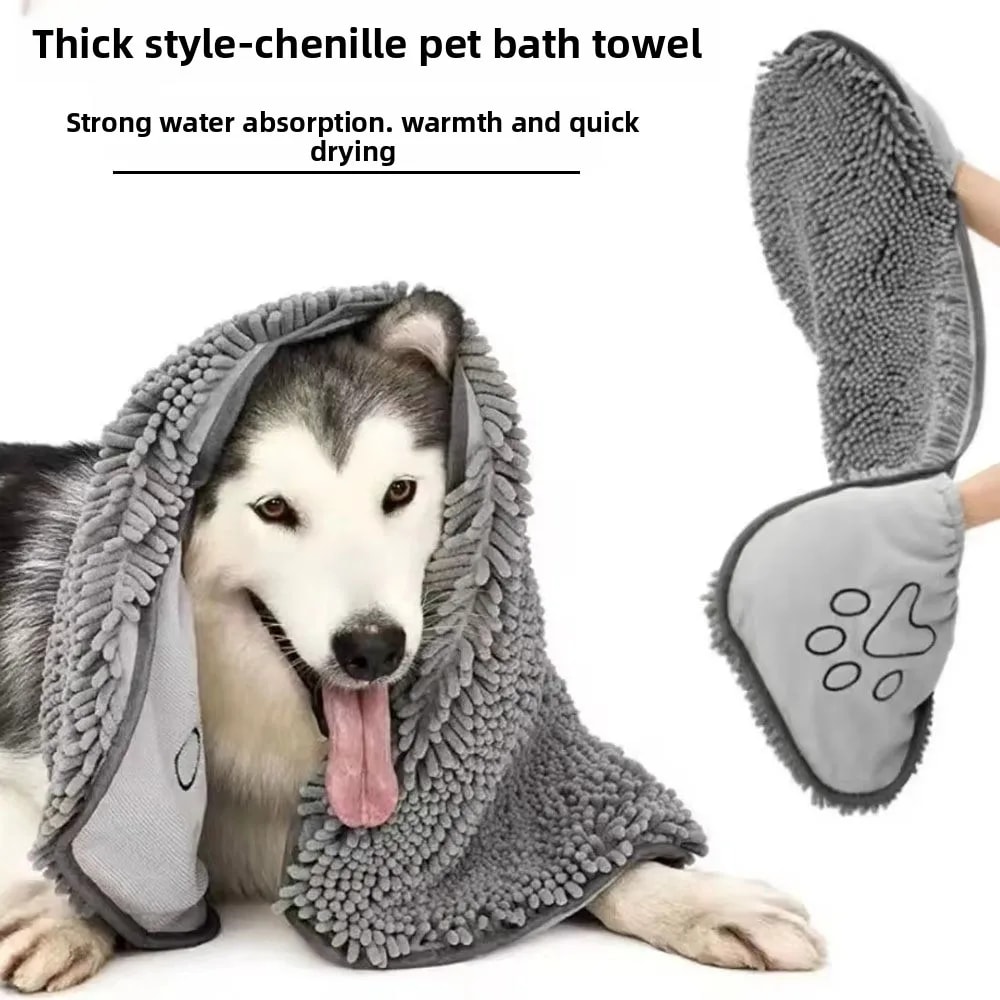 Quick-drying Cat Towels, Super Absorbent Pet Bath Towel, Soft Bath Robe, Dry Pet Cleaning Washcloth for Dogs, Convenient