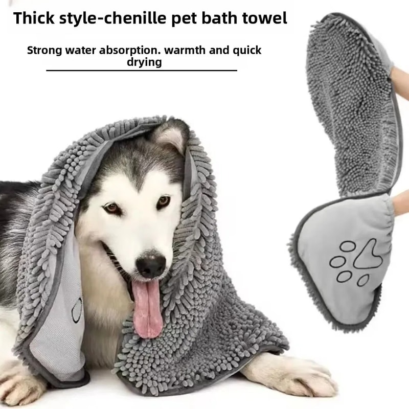 Quick-drying Cat Towels, Super Absorbent Pet Bath Towel, Soft Bath Robe, Dry Pet Cleaning Washcloth for Dogs, Convenient