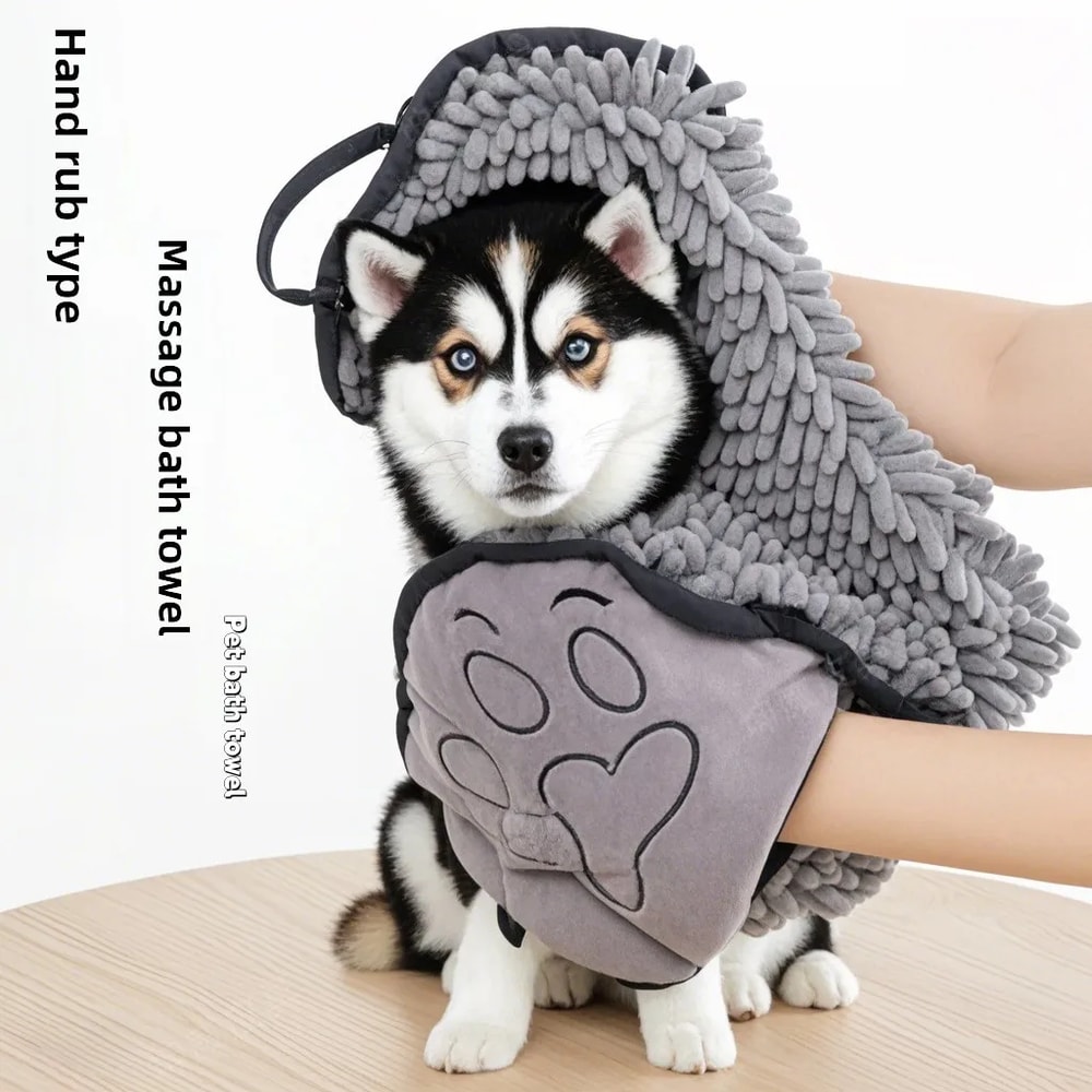 Quick-drying Cat Towels, Super Absorbent Pet Bath Towel, Soft Bath Robe, Dry Pet Cleaning Washcloth for Dogs, Convenient