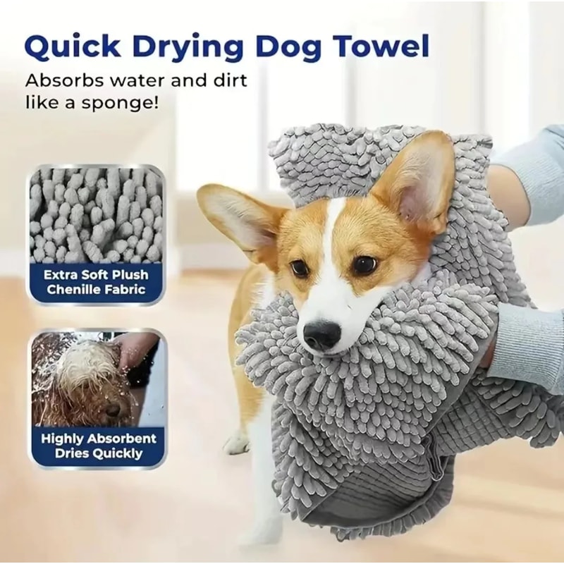 Quick-drying Cat Towels, Super Absorbent Pet Bath Towel, Soft Bath Robe, Dry Pet Cleaning Washcloth for Dogs, Convenient