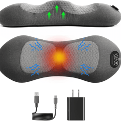 back massager for neck, back & shoulders – heat, vibration & traction therapy for instant pain relief