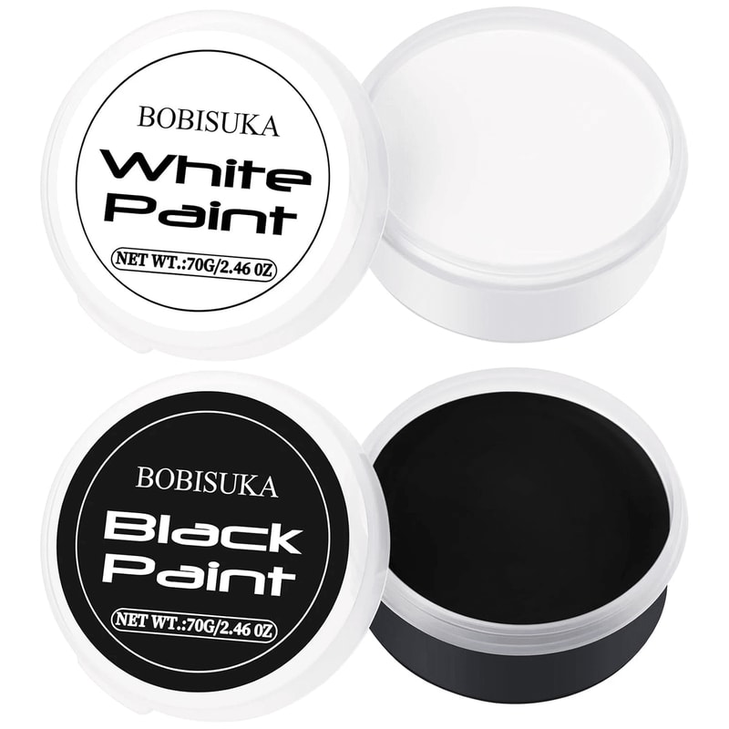 Black White Oil Paint Face Body Painting Kit Large Capacity Makeup For Halloween Theater Role Play 5