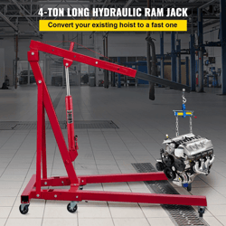flat base manual engine hoist lift for heavy duty vehicles, hydraulic long ram jack
