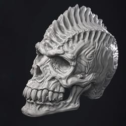 bone fins skull art sculpture 3d model stl, obj, fbx, 3mf files instant download