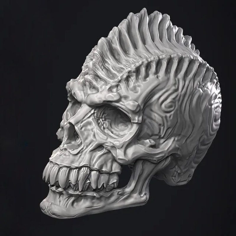 Bone Fins Skull Art Sculpture 3D Model Stl Obj Fbx 3mf Files Instant Download 0