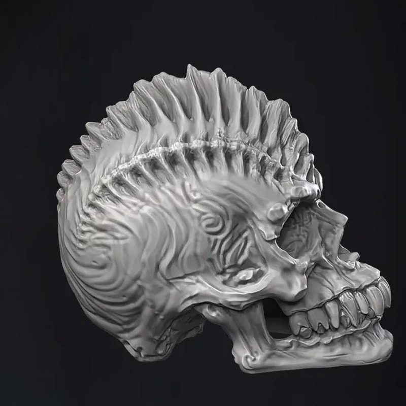 Bone Fins Skull Art Sculpture 3D Model Stl Obj Fbx 3mf Files Instant Download 2