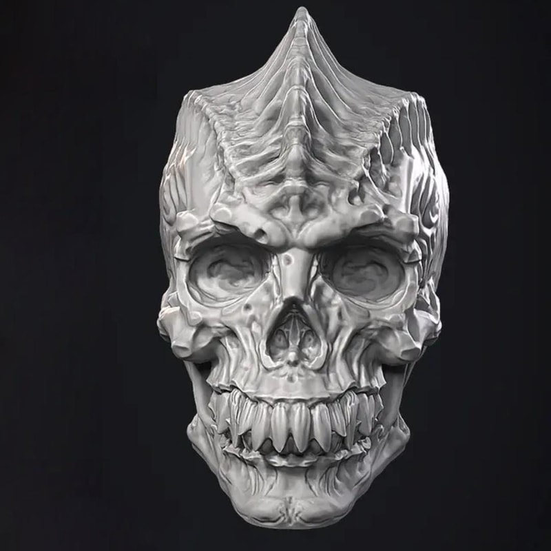 Bone Fins Skull Art Sculpture 3D Model Stl Obj Fbx 3mf Files Instant Download 4