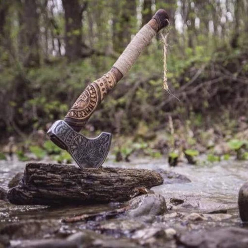 Viking Forged Axe RAGNAR Viking Axe Personalized Hatchet Viking Hatchet Bearded Axe Camping Axe Gi 1