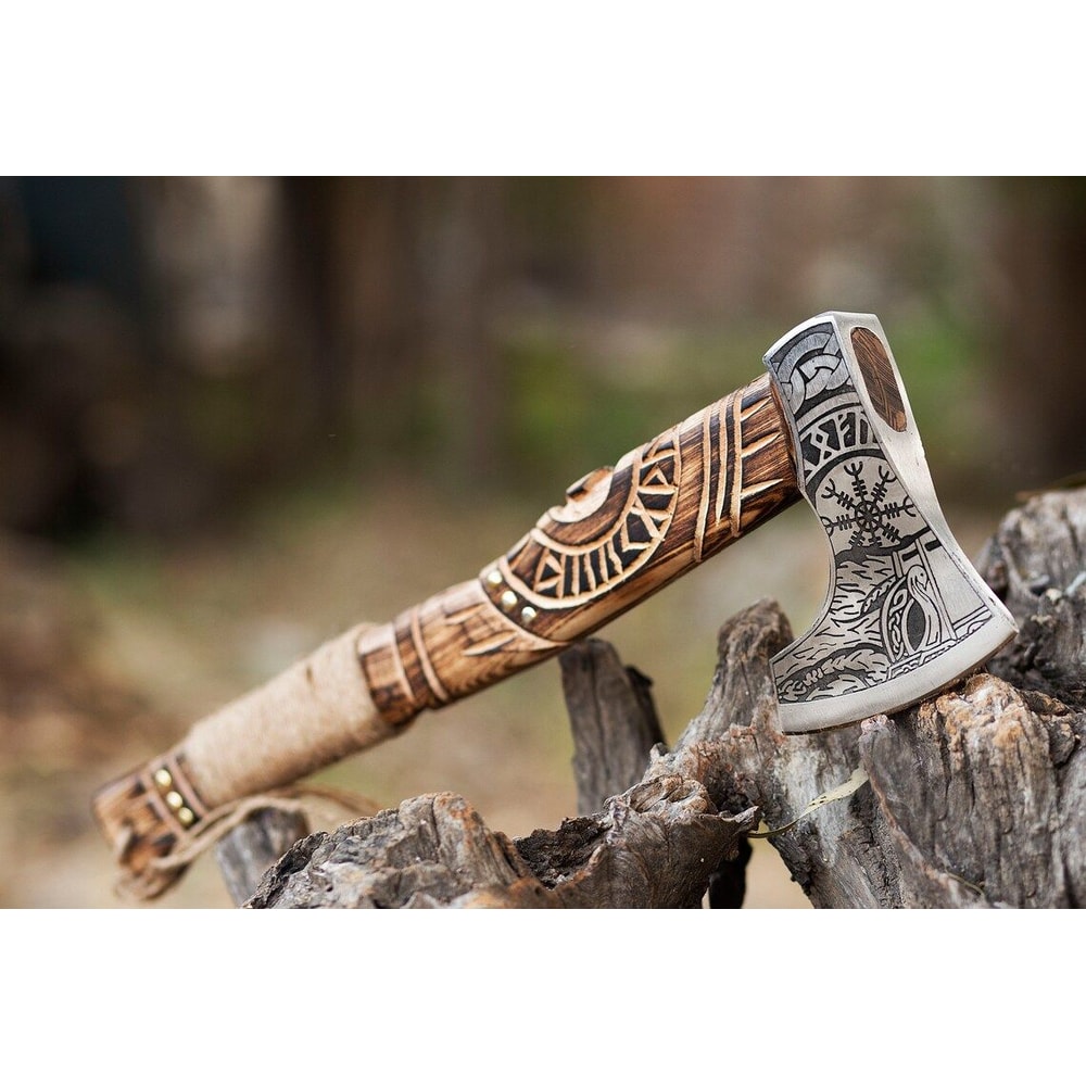 Viking Forged Axe RAGNAR Viking Axe Personalized Hatchet Viking Hatchet Bearded Axe Camping Axe Gi 4