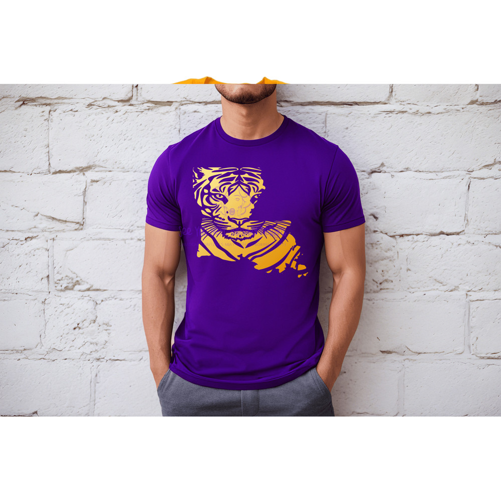 Louisiana State Outline With Tiger 4 Different Color Options Gold Or Purple Solid Or Fade  Ready Fo 2