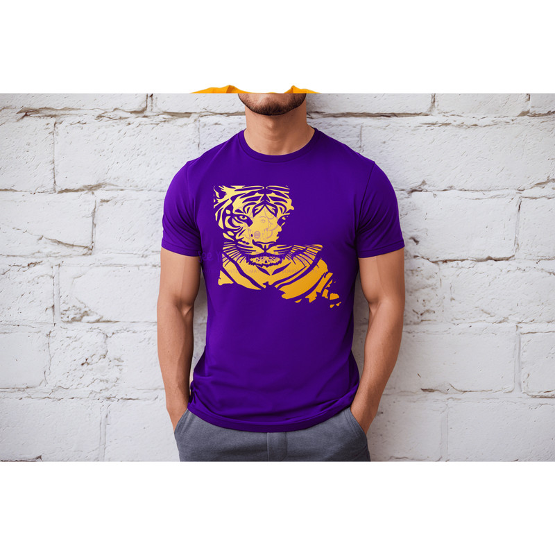 Louisiana State Outline With Tiger 4 Different Color Options Gold Or Purple Solid Or Fade  Ready Fo 2