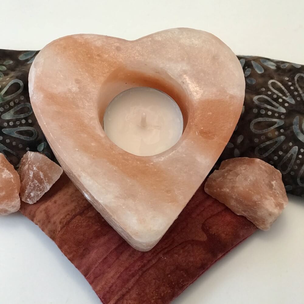 HIMALAYAN SALT TEALIGHT HEART CANDLE HOLDERS PACK OF 2 100 ORIGINAL SALT 7