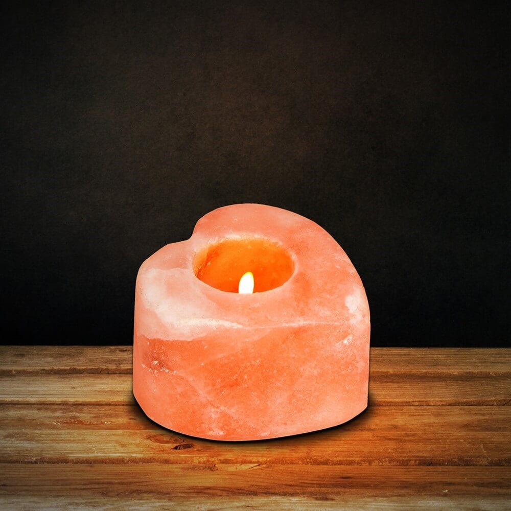 HIMALAYAN SALT TEALIGHT HEART CANDLE HOLDERS PACK OF 2 100 ORIGINAL SALT 6