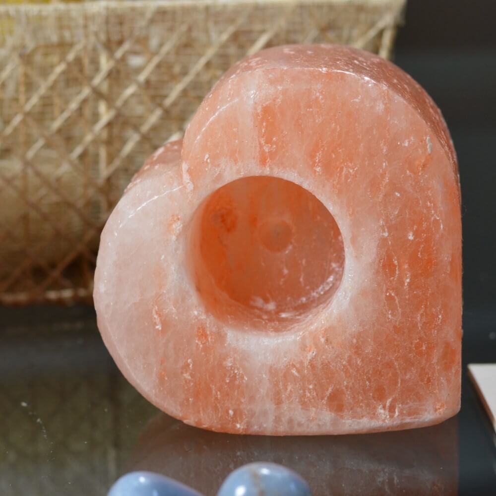 HIMALAYAN SALT TEALIGHT HEART CANDLE HOLDERS PACK OF 2 100 ORIGINAL SALT 5
