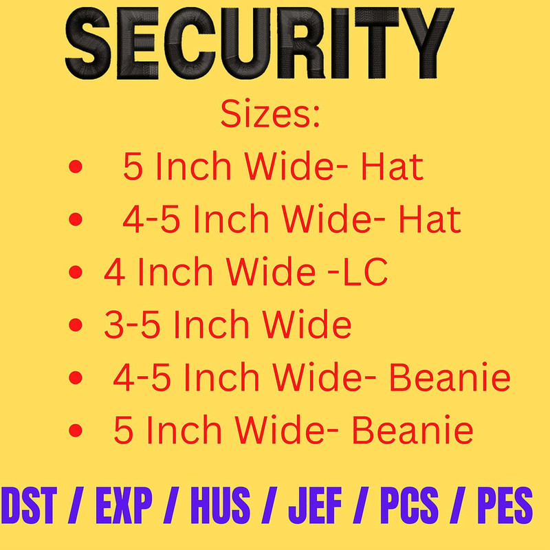 SECURITY Suitable For Hat Beanie And Left Chest Placement 1