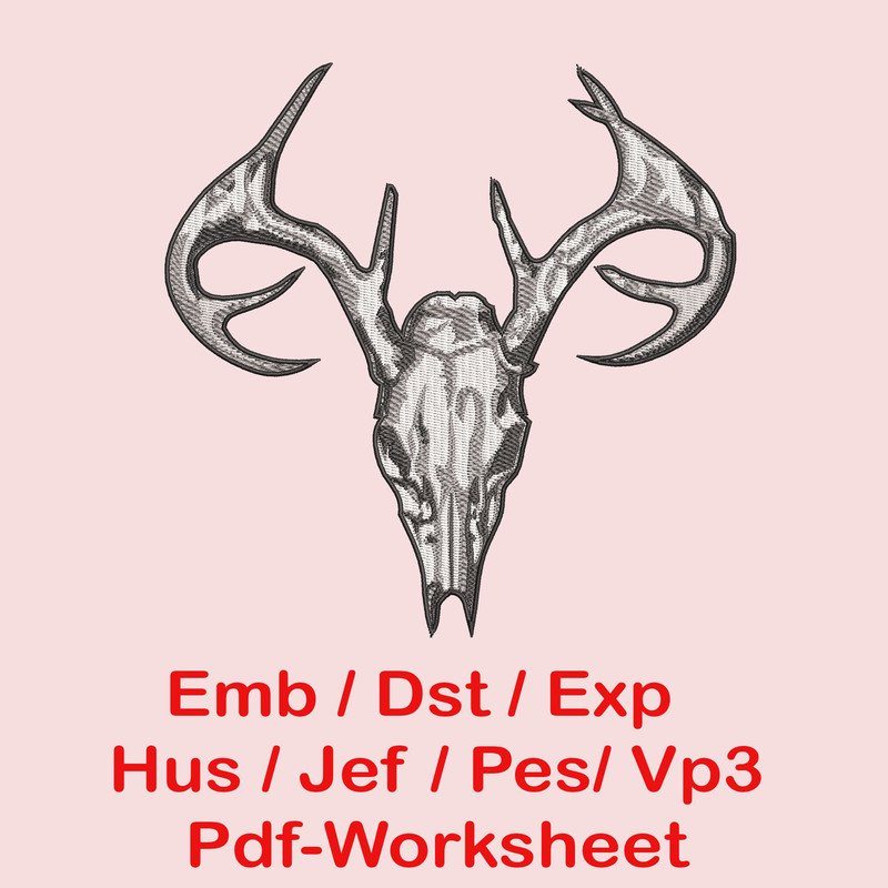 Buck Deer Head Skull Buck Deer Skull Silhouette Machine Embroidery Designs 0